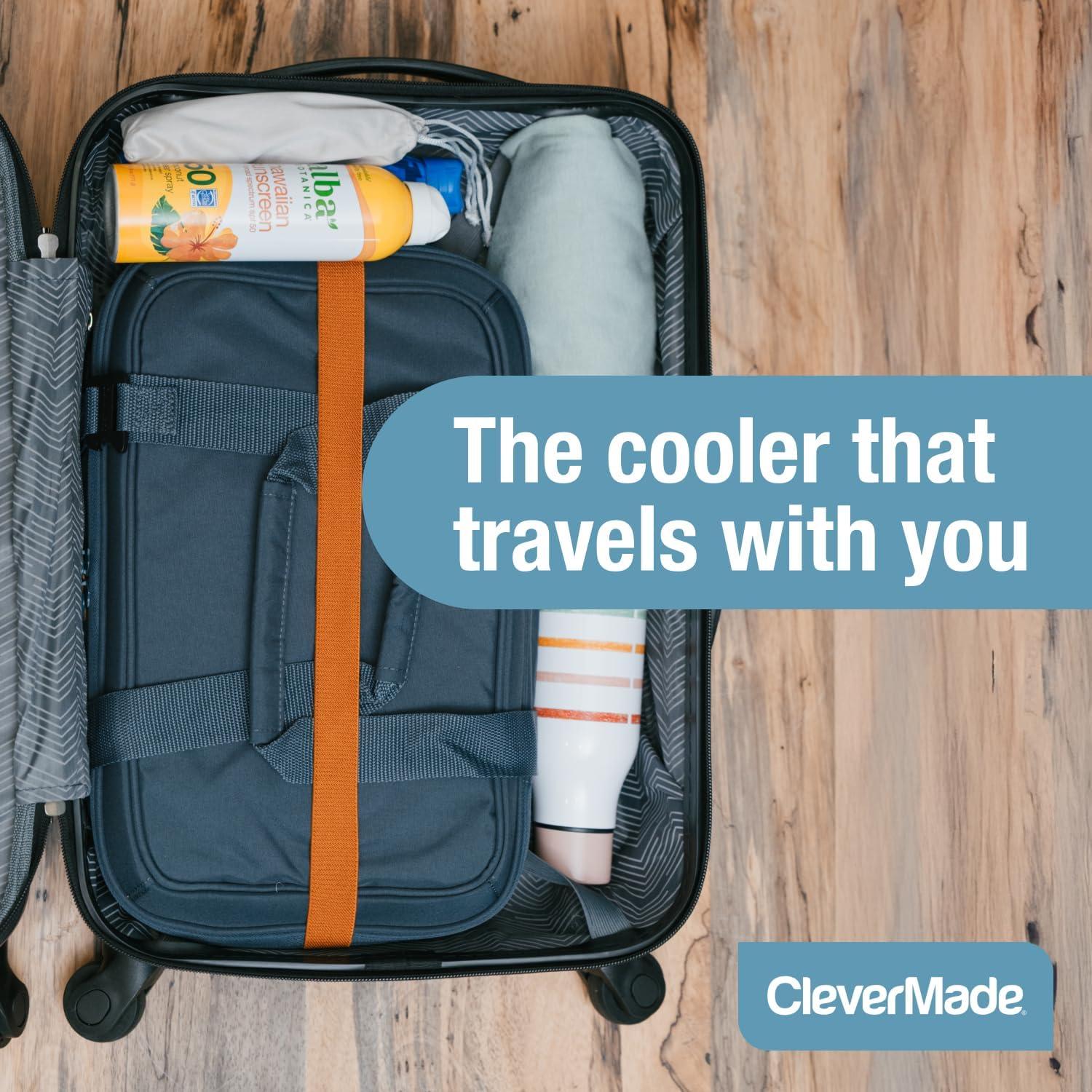 imageCleverMade Collapsible Insulated Cooler Bag  Leakproof Soft Folding Cooler for Beach Travel CarBlue  Pacifica Cooler  30 Can