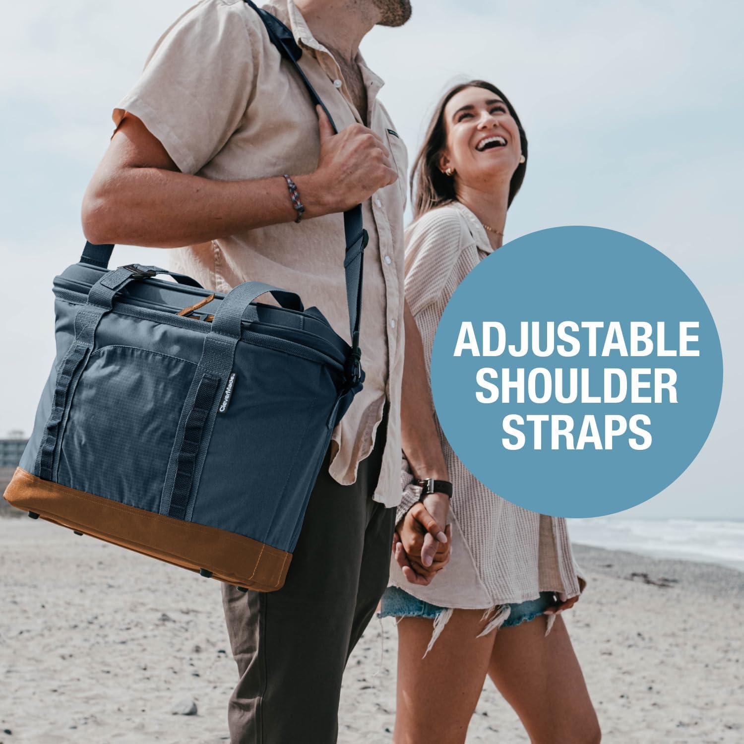 imageCleverMade Collapsible Insulated Cooler Bag  Leakproof Soft Folding Cooler for Beach Travel CarBlue  Pacifica Cooler  50 Can