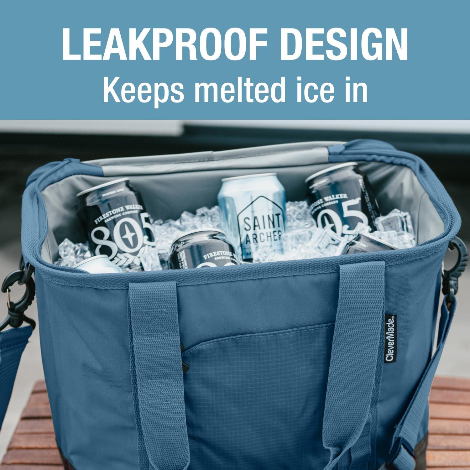 imageCleverMade Collapsible Insulated Cooler Bag  Leakproof Soft Folding Cooler for Beach Travel CarCool Gray  Pacifica Cooler  50 Can