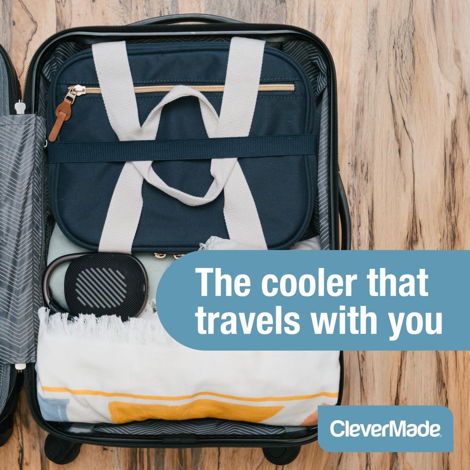 imageCleverMade Collapsible Insulated Cooler Bag  Leakproof Soft Folding Cooler for Beach Travel CarDark Blue  Malibu Cooler  18 Can
