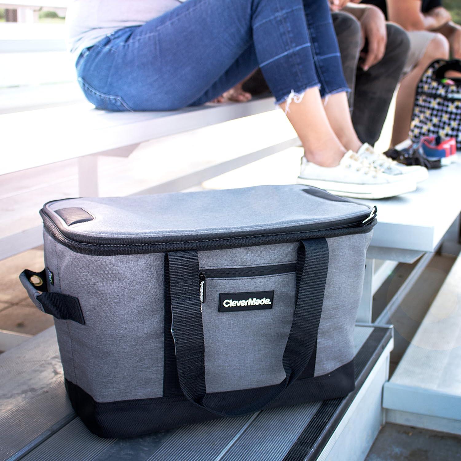 imageCleverMade Collapsible Insulated Cooler Bag  Leakproof Soft Folding Cooler for Beach Travel CarDark Gray  Tahoe Cooler  50 Can