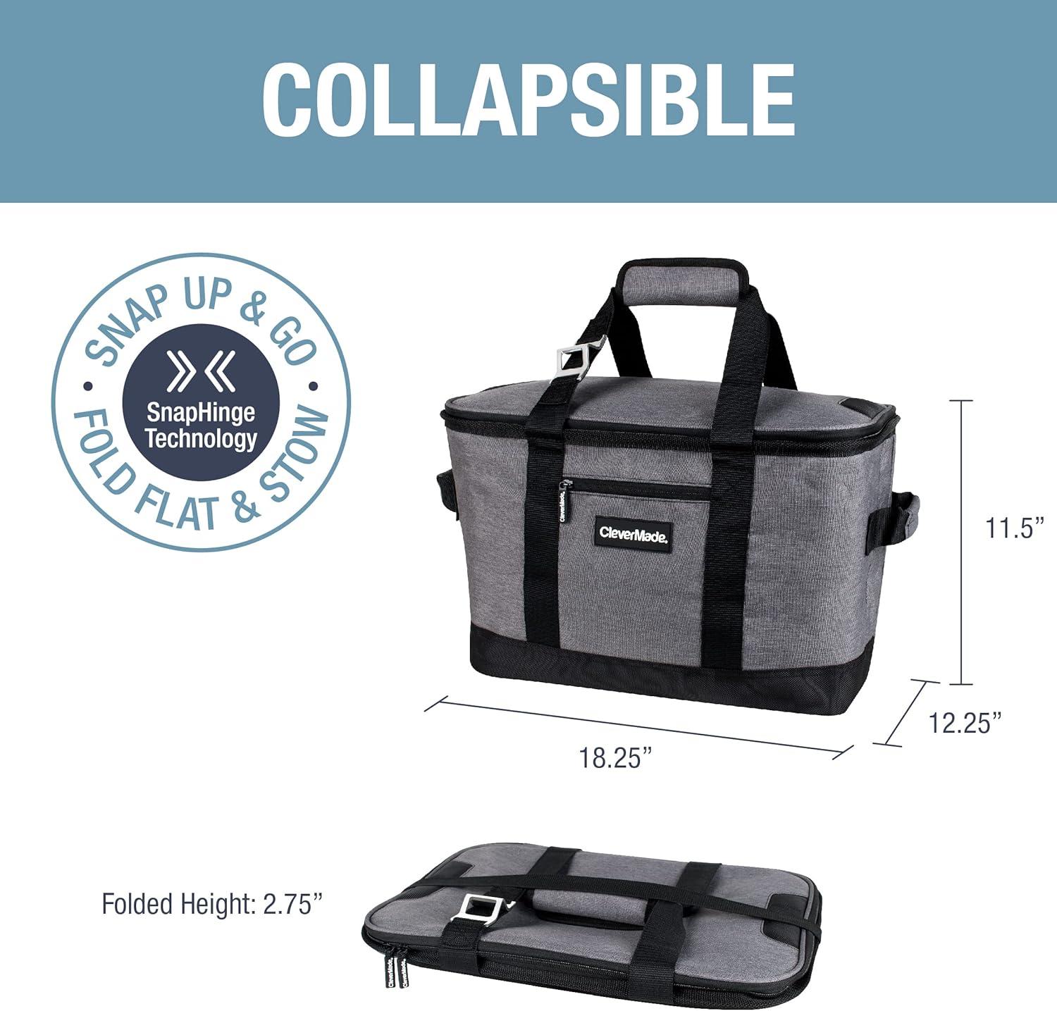 imageCleverMade Collapsible Insulated Cooler Bag  Leakproof Soft Folding Cooler for Beach Travel CarDark Gray  Tahoe Cooler  50 Can