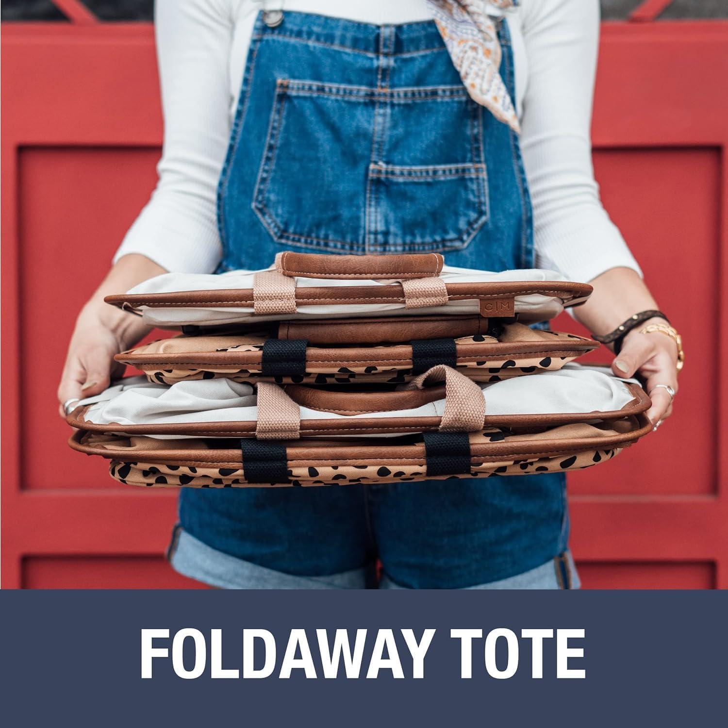 imageCleverMade Collapsible LUXE Tote Cream Latte 1Pack 30L 8Gal Reusable Utility Grocery Shopping Storage Bag Organizer w Handles Reinforced Bottom