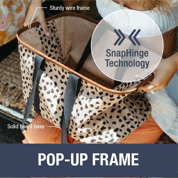 imageCleverMade Collapsible LUXE Tote Cream Latte 1Pack 30L 8Gal Reusable Utility Grocery Shopping Storage Bag Organizer w Handles Reinforced Bottom