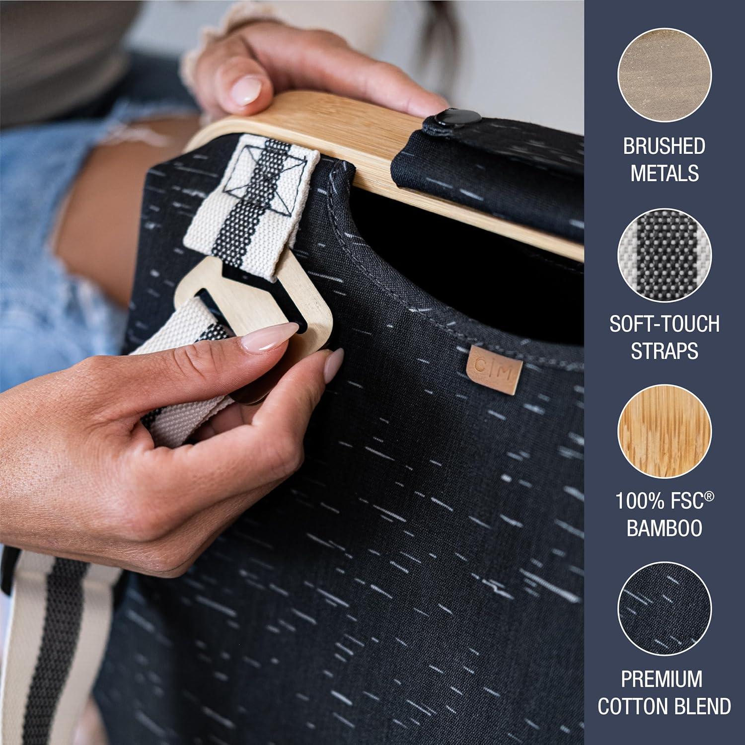 imageCleverMade Collapsible Laundry Backpack Hamper  Black Birch 45L  12 Gal 30 lbs  Space Saving Storage Organizer with Strap Home Organization