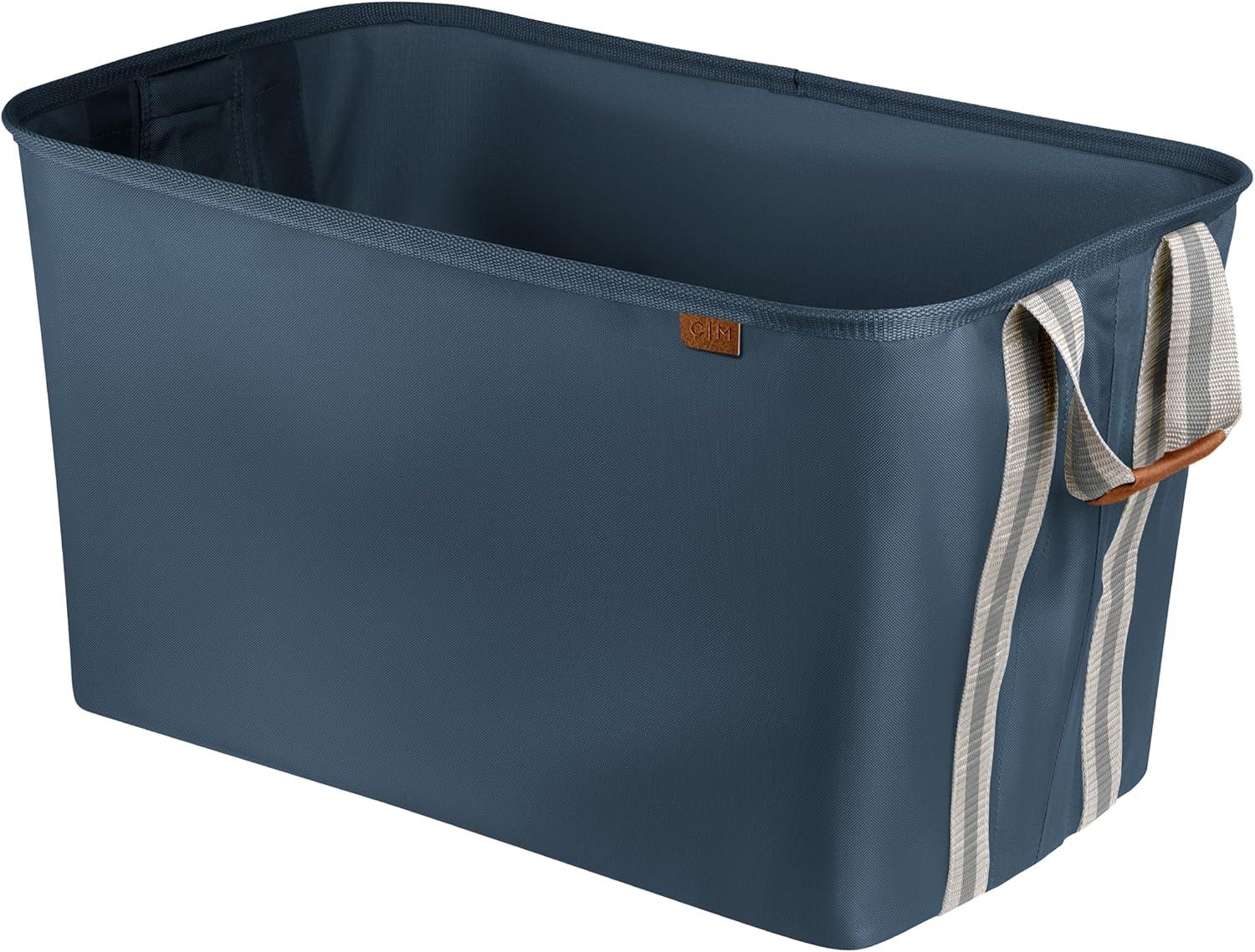 imageCleverMade Collapsible Laundry Basket Hamper  LUXE Cream Herringbone 2Pack 60L SpaceSaving Storage Organizer with Handles Foldable Home OrganizationBlue  Dark Blue LUXE  Pack of 2