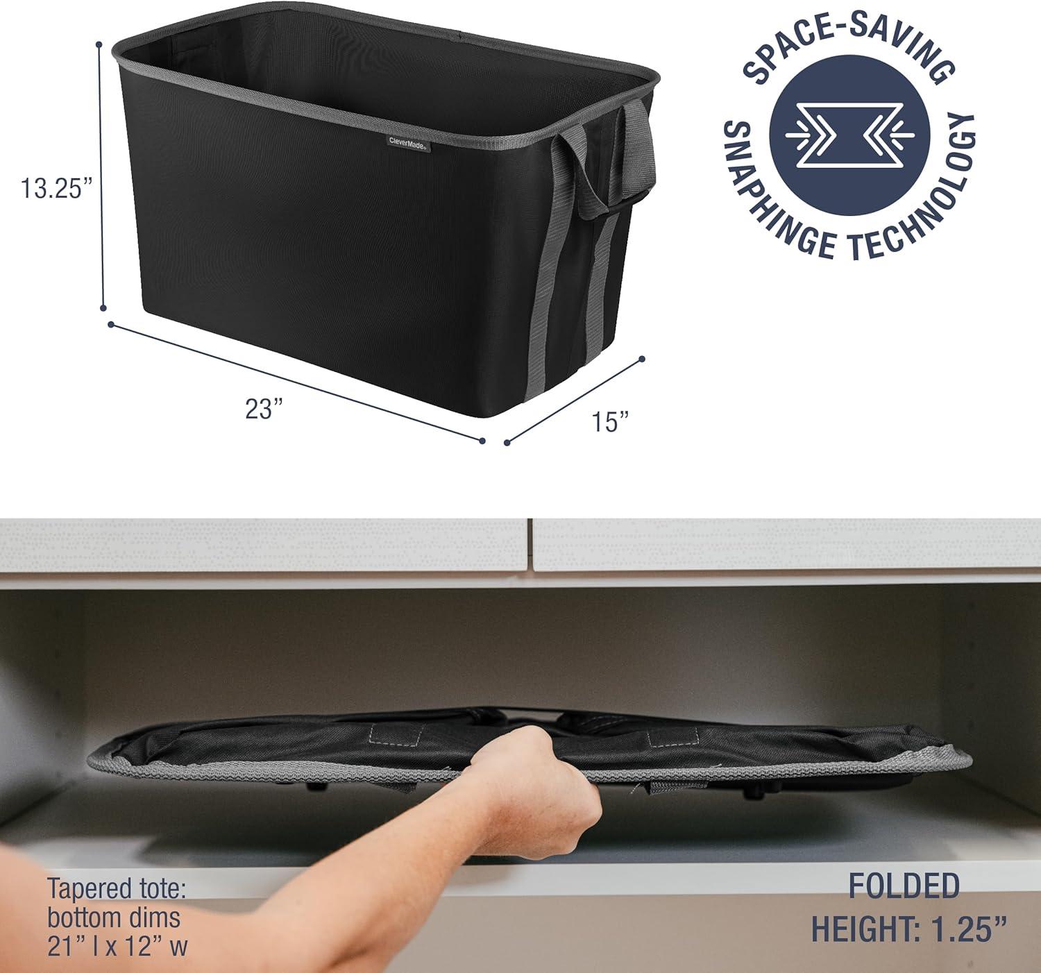 imageCleverMade Collapsible Laundry Basket Hamper  LUXE Cream Herringbone 2Pack 60L SpaceSaving Storage Organizer with Handles Foldable Home OrganizationBlue  BlackGray  Pack of 2