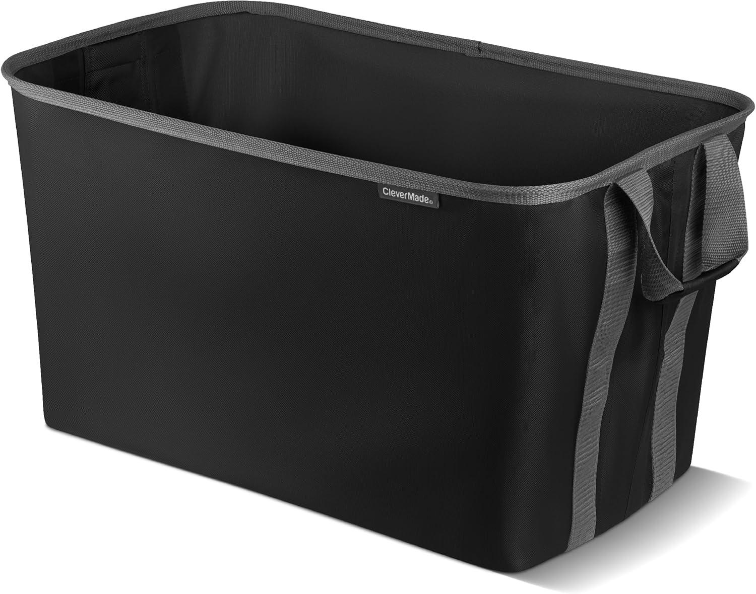 imageCleverMade Collapsible Laundry Basket Hamper  LUXE Cream Herringbone 2Pack 60L SpaceSaving Storage Organizer with Handles Foldable Home OrganizationBlue  BlackGray  Pack of 2