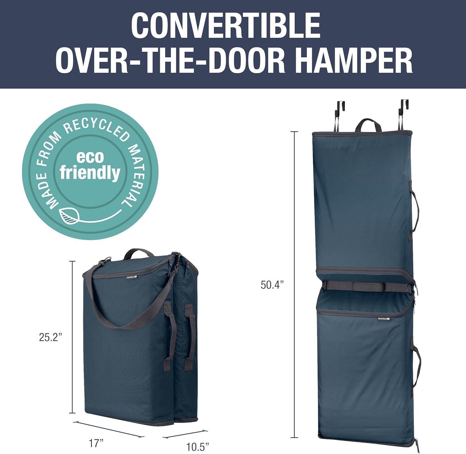 imageCleverMade Convertible Laundry Hamper Bag  Shadow Gray Stone holds 215L  20 lbs 1 Compartment  Storage with Handles for Home OrganizationConvertible  Charcoal  2 Compartments 43L