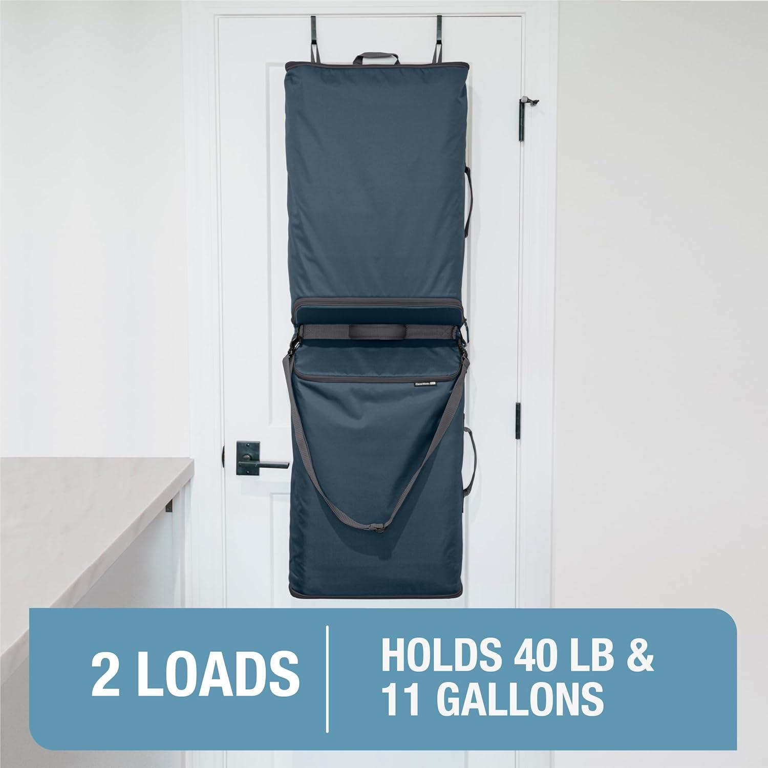 imageCleverMade Convertible Laundry Hamper Bag  Shadow Gray Stone holds 215L  20 lbs 1 Compartment  Storage with Handles for Home OrganizationConvertible  Charcoal  2 Compartments 43L