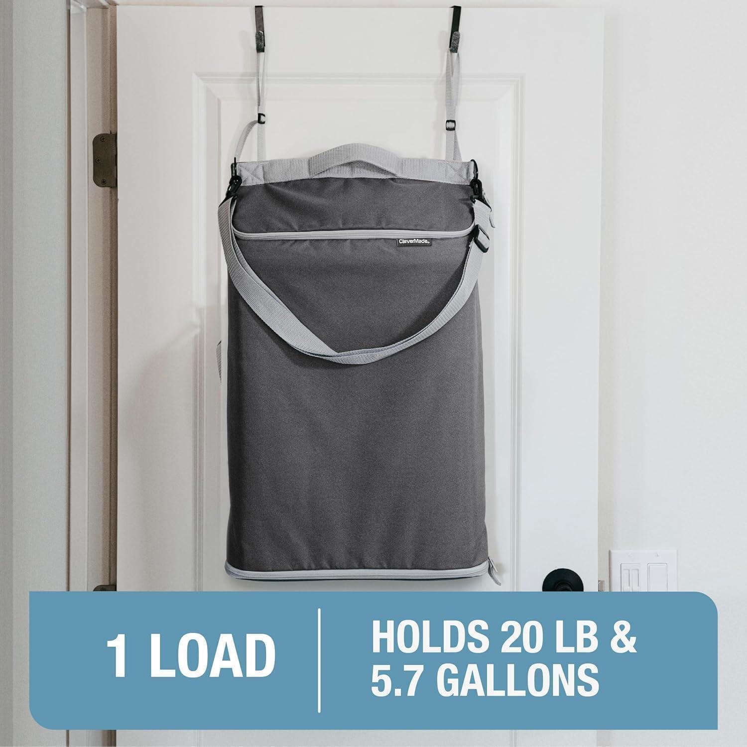 imageCleverMade Convertible Laundry Hamper Bag  Shadow Gray Stone holds 215L  20 lbs 1 Compartment  Storage with Handles for Home OrganizationConvertible  Gray  1 Compartment 215L
