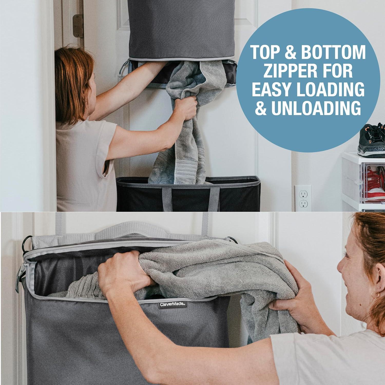 imageCleverMade Convertible Laundry Hamper Bag  Shadow Gray Stone holds 215L  20 lbs 1 Compartment  Storage with Handles for Home OrganizationConvertible  Charcoal  1 Compartment 215L