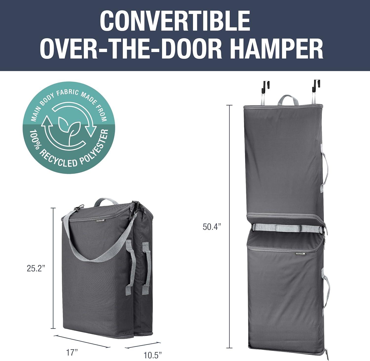 imageCleverMade Convertible Laundry Hamper Bag  Shadow Gray Stone holds 215L  20 lbs 1 Compartment  Storage with Handles for Home OrganizationConvertible  Gray  2 Compartments 43L
