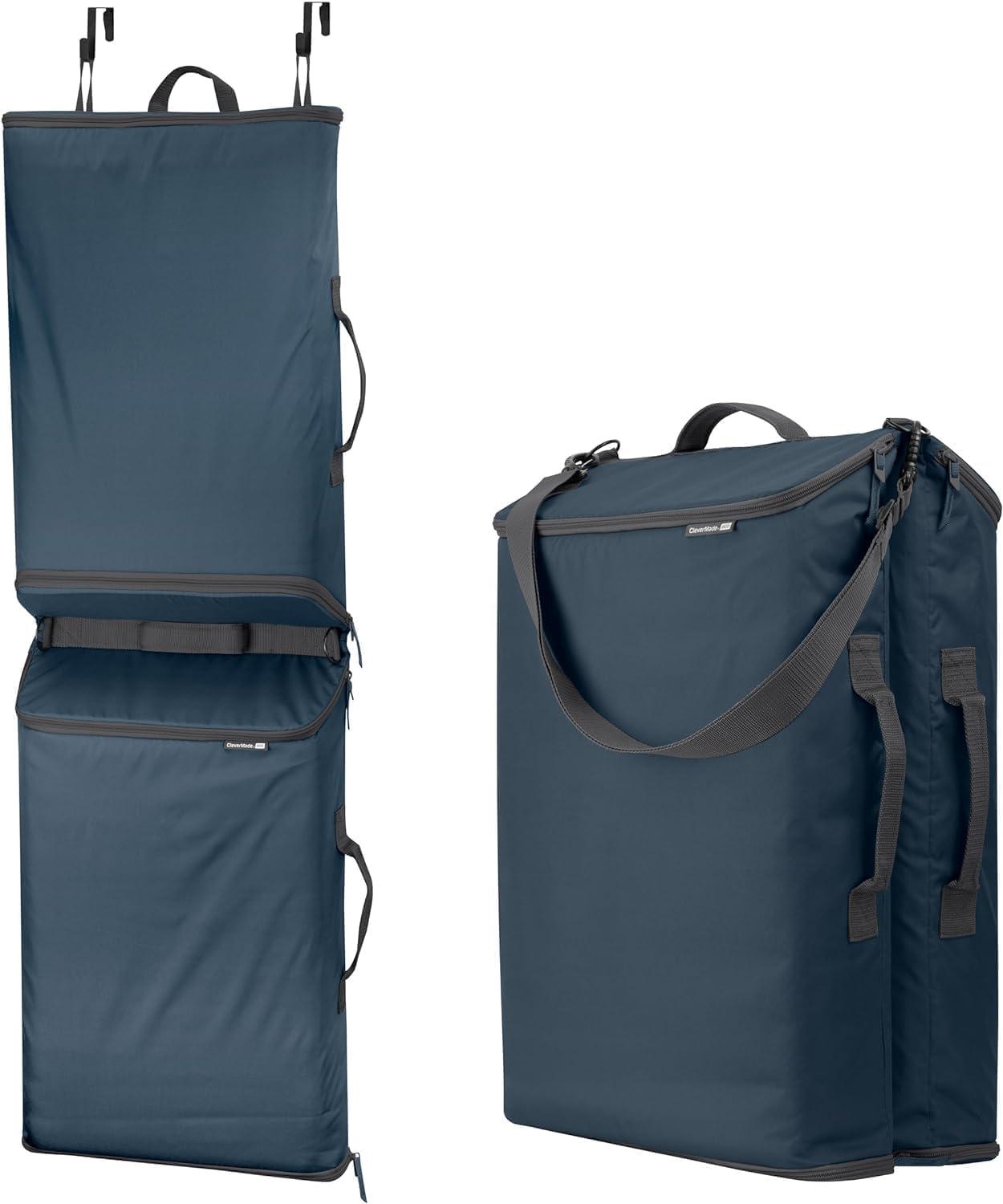 imageCleverMade Convertible Laundry Hamper Bag  Shadow Gray Stone holds 215L  20 lbs 1 Compartment  Storage with Handles for Home OrganizationConvertible  Charcoal  2 Compartments 43L