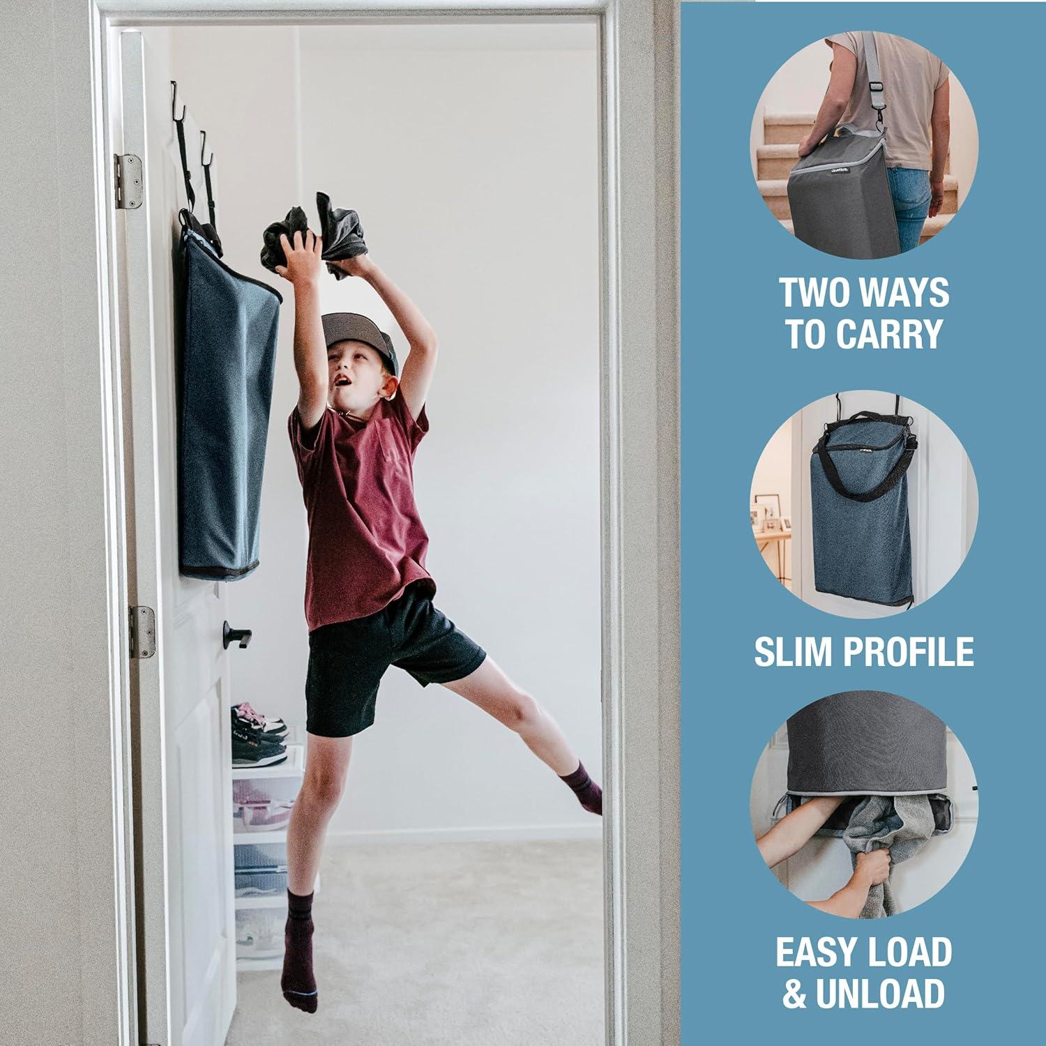 imageCleverMade Convertible Laundry Hamper Bag  Shadow Gray Stone holds 215L  20 lbs 1 Compartment  Storage with Handles for Home OrganizationConvertible  Gray  1 Compartment 215L