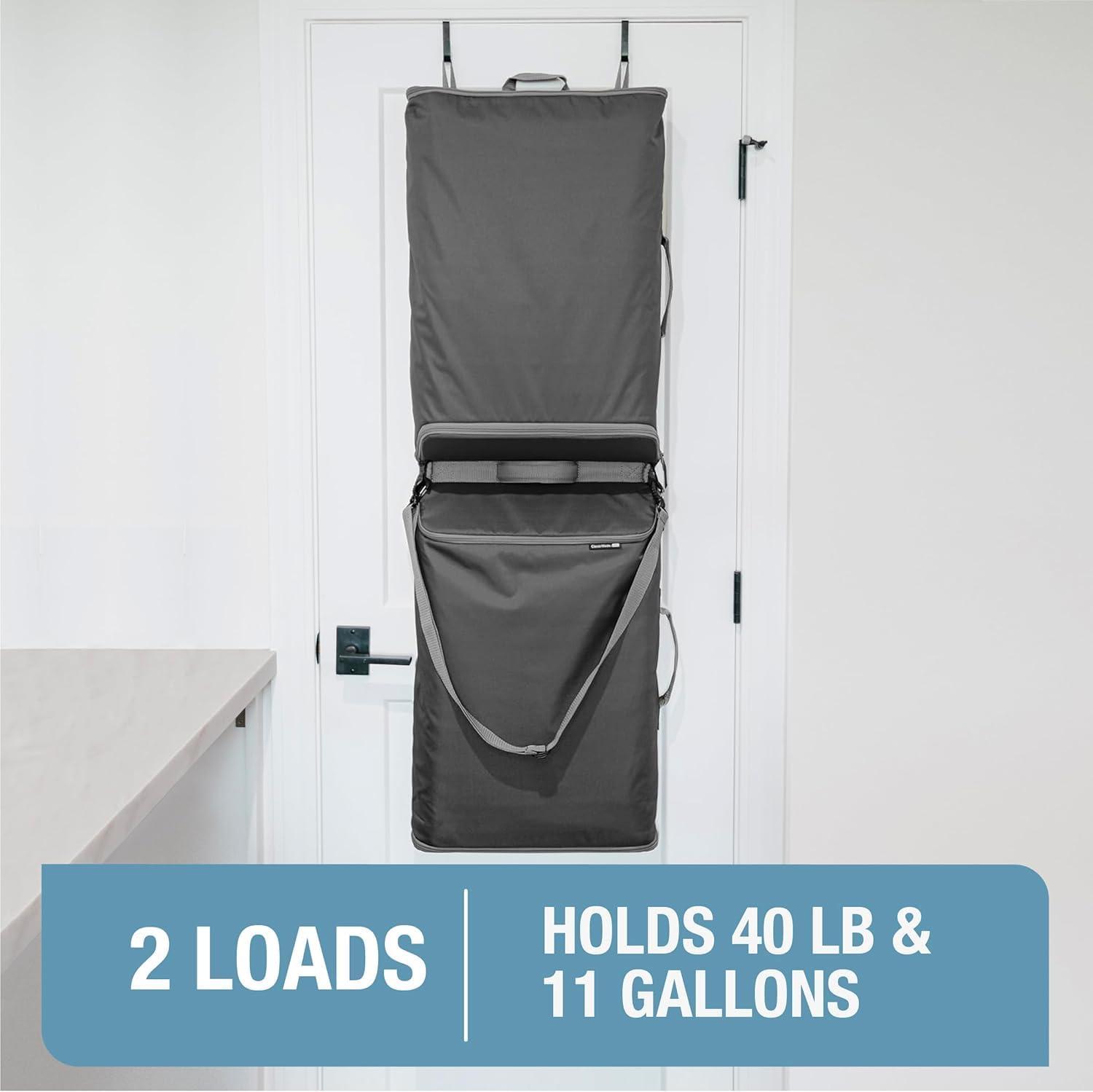 imageCleverMade Convertible Laundry Hamper Bag  Shadow Gray Stone holds 215L  20 lbs 1 Compartment  Storage with Handles for Home OrganizationConvertible  Gray  2 Compartments 43L