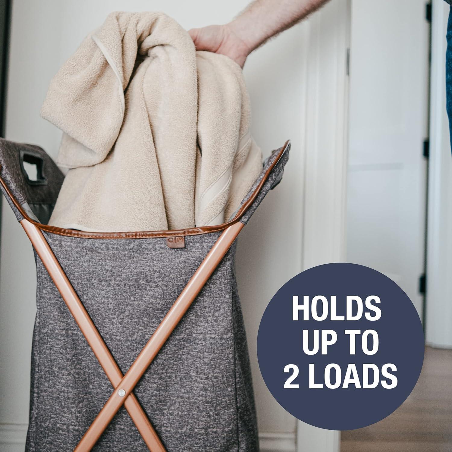 imageCleverMade Convertible Laundry Hamper Bag  Shadow Gray Stone holds 215L  20 lbs 1 Compartment  Storage with Handles for Home OrganizationXFrame  Gray  1 Compartment 71L