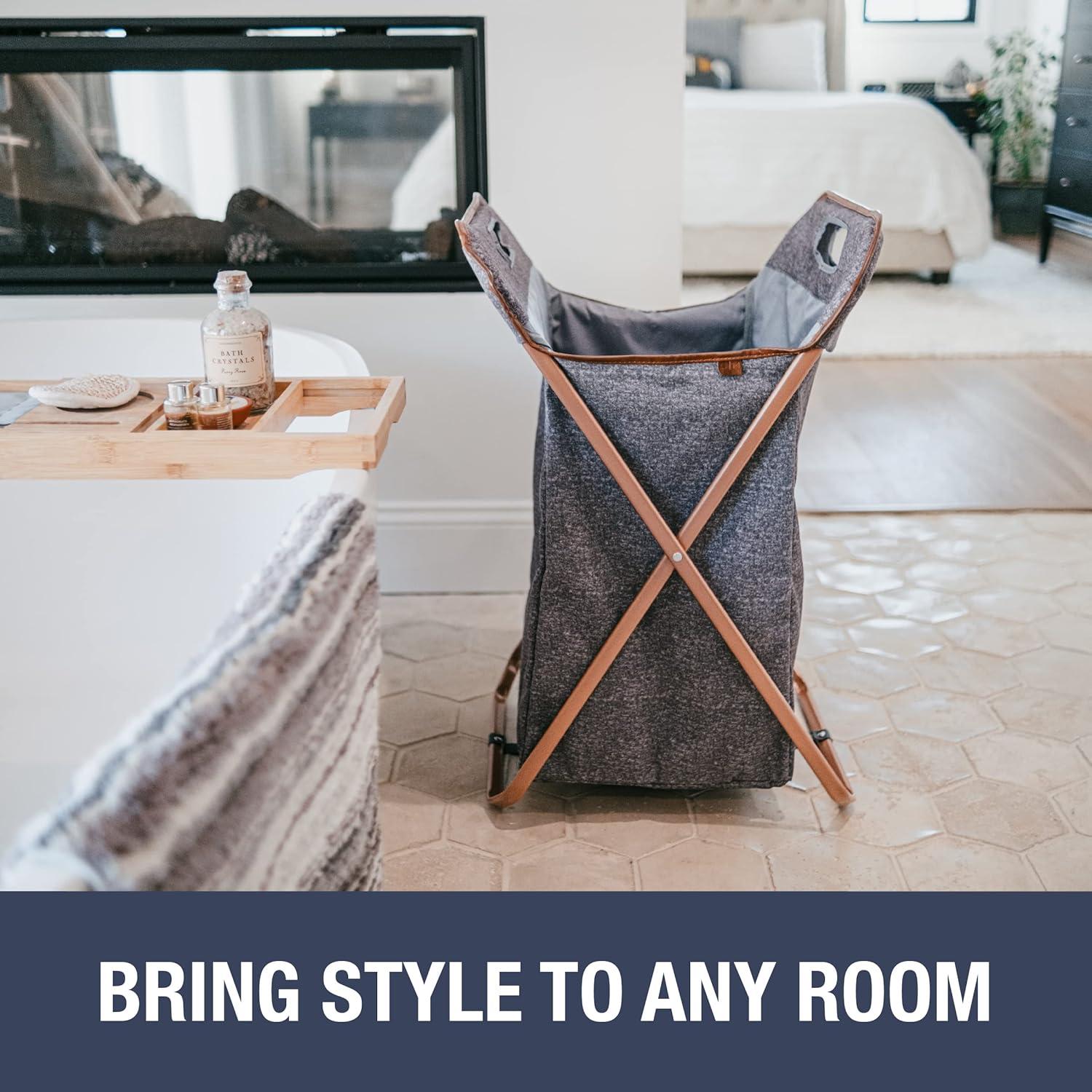 imageCleverMade Convertible Laundry Hamper Bag  Shadow Gray Stone holds 215L  20 lbs 1 Compartment  Storage with Handles for Home OrganizationXFrame  Gray  1 Compartment 71L