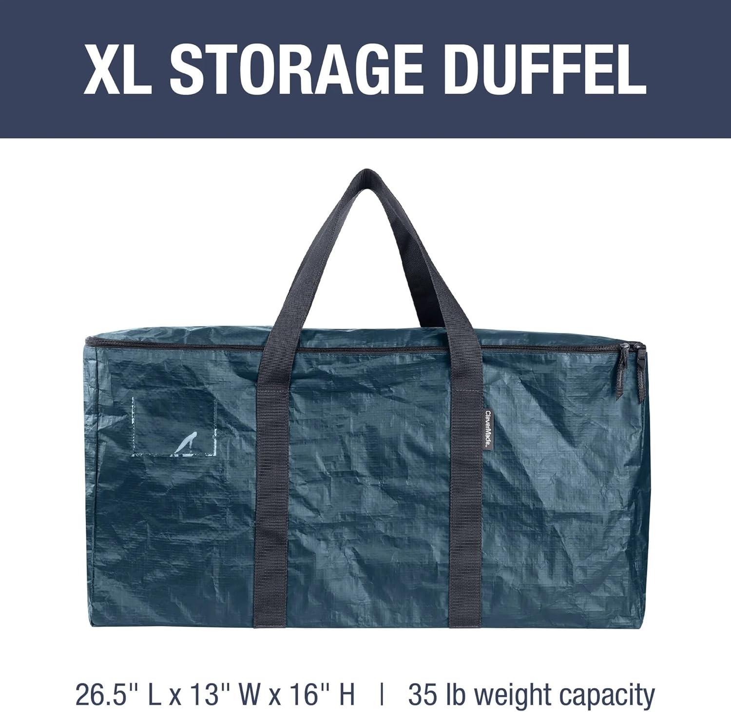 imageCleverMade Duffle Storage Reusable Grocery Tote  92L  Pack of 2  Ocean  Multipurpose Storage Shopping Organizer  Heavy Duty Utility Bag Home