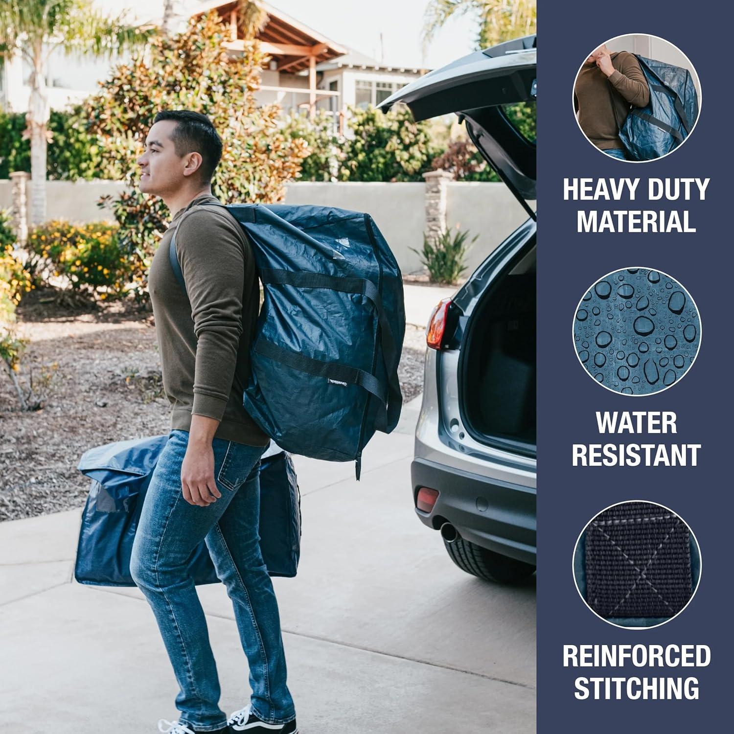 imageCleverMade Duffle Storage Reusable Grocery Tote  92L  Pack of 2  Ocean  Multipurpose Storage Shopping Organizer  Heavy Duty Utility Bag Home