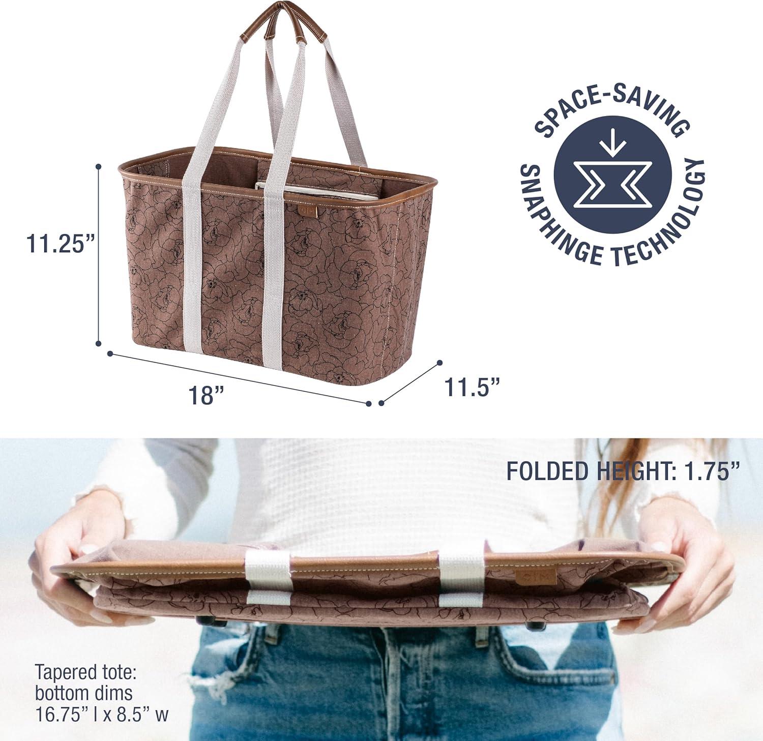 imageCleverMade EcoBasket Reusable Grocery Tote Collapsible Storage Shopping Organizer Heavy Duty Utility Bag HomePeony Luxe Pack of 1