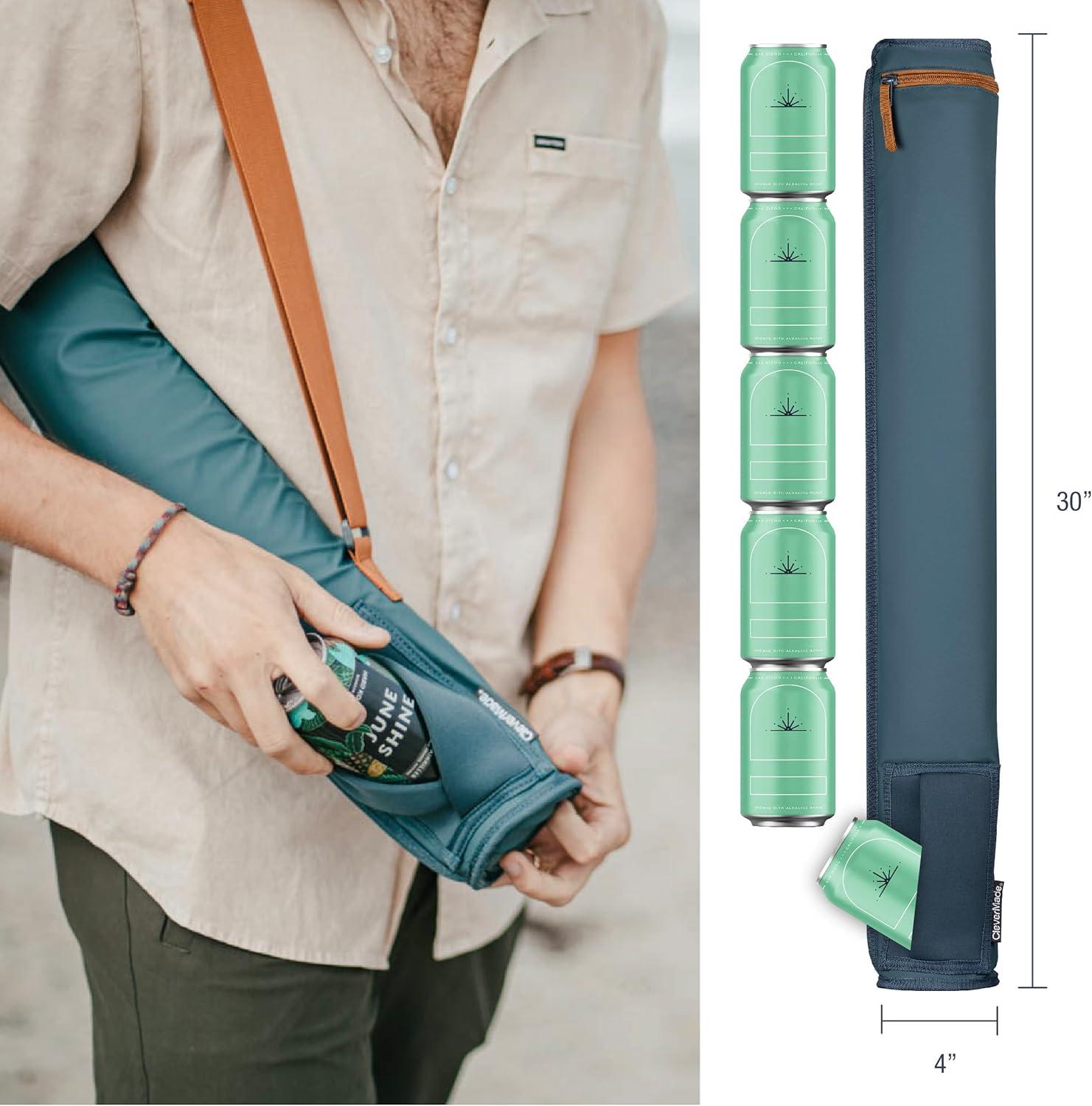 imageCleverMade Insulated Cooler Beer Tube Sleeve  6 Cans  72 oz MidnightBlack Portable Cooling Bag wShoulder Strap Leak Proof Travel Ice ChestOcean