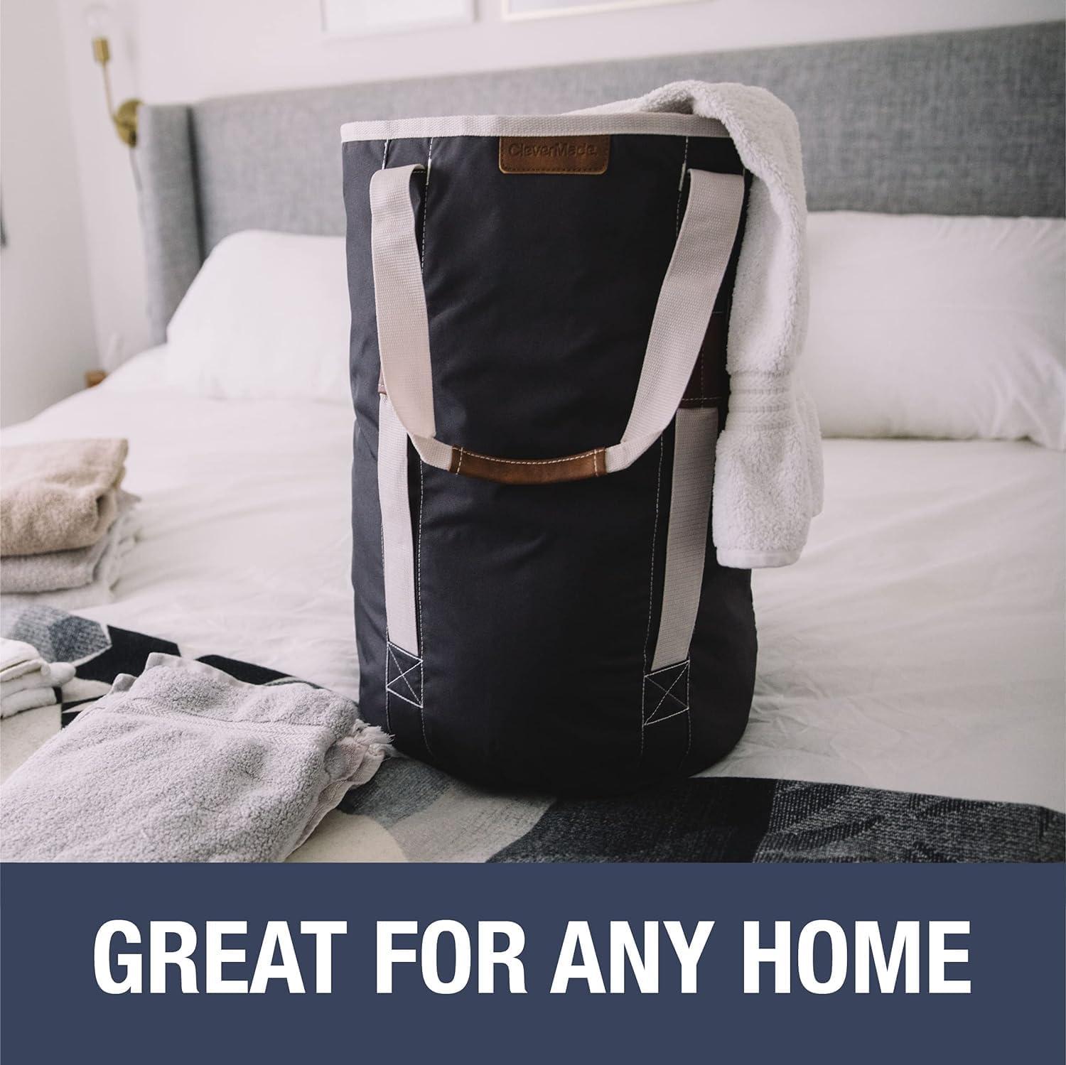 imageCleverMade Laundry Backpack Duffel Bag with Shoulder Straps  62L  16 Gal XL Charcoal Drawstring Top Closure for Travel Clothes Gym College DormCharcoal  Pack of 1