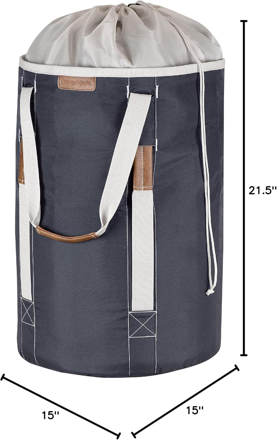 imageCleverMade Laundry Backpack Duffel Bag with Shoulder Straps  62L  16 Gal XL Charcoal Drawstring Top Closure for Travel Clothes Gym College DormDark Gray  Pack of 1