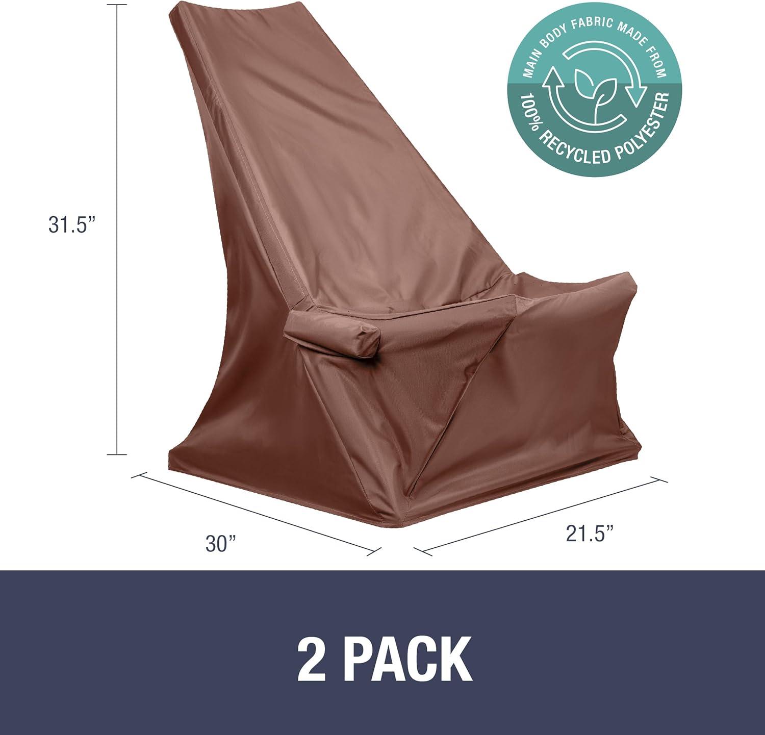 imageCleverMade Tamarack Chair Cover Eco Friendly Outdoor Patio Furniture Cover Great for Folding Wooden Chairs Protects from Elements 2 Pack Mocha