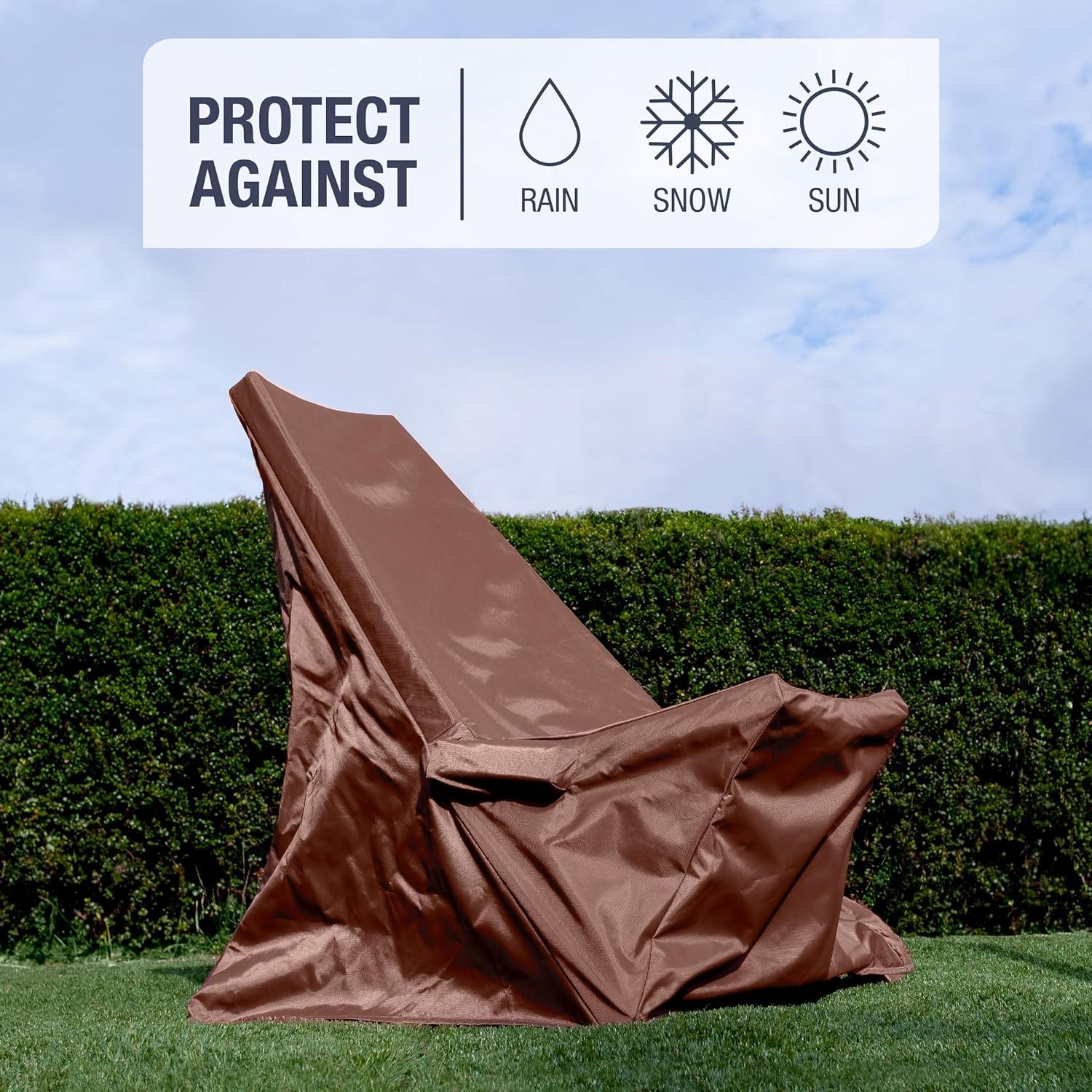 imageCleverMade Tamarack Chair Cover Eco Friendly Outdoor Patio Furniture Cover Great for Folding Wooden Chairs Protects from Elements 2 Pack Mocha
