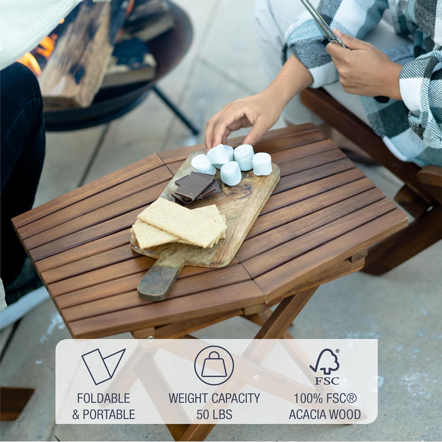 imageCleverMade Tamarack Folding Table  Outdoor Patio Furniture Accessory for Home Entertaining in the Patio Backyard and Deck Cinnamon Small