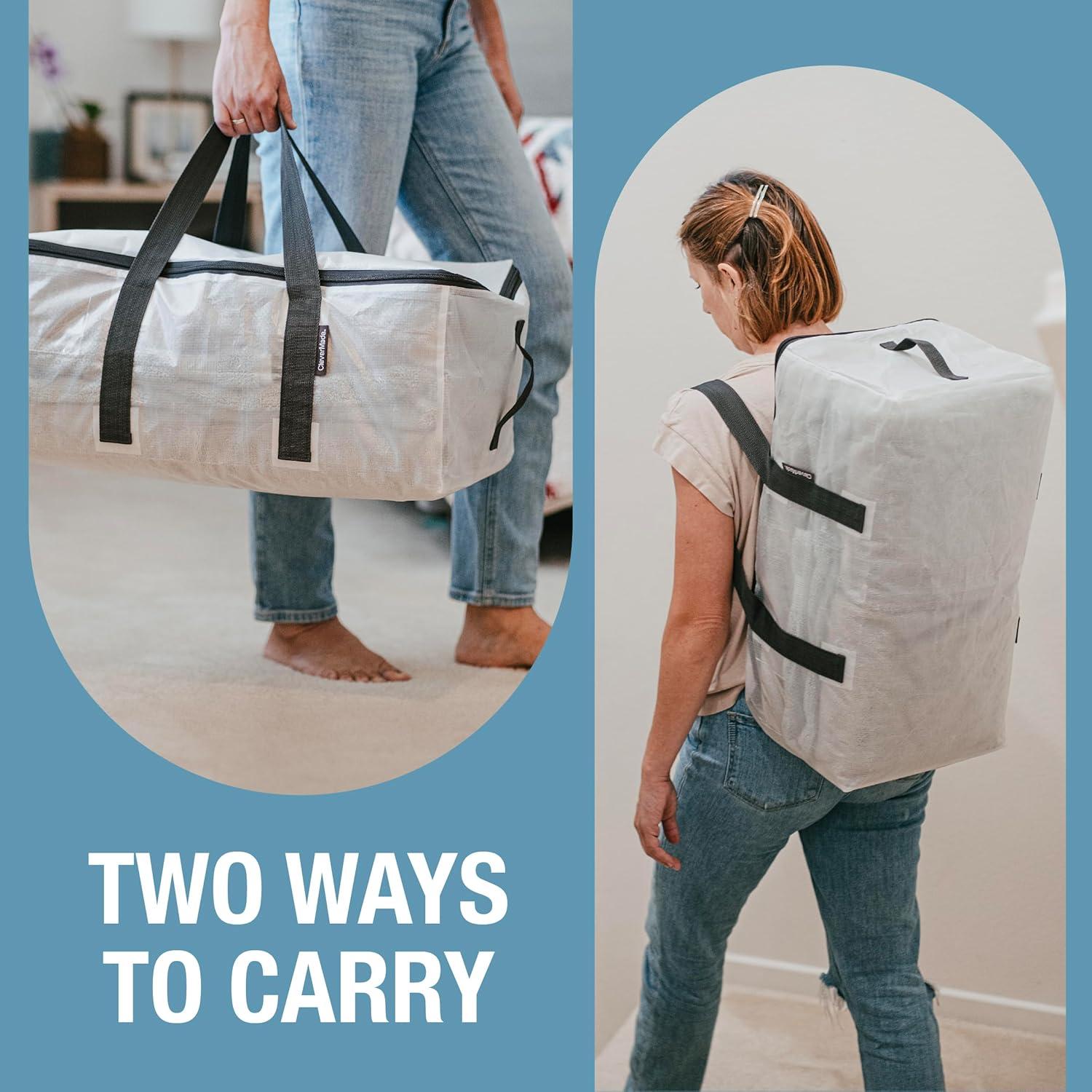 imageCleverMade Under Bed Storage Bag  Collapsible Storage for Shoes and Clothes Easy Use  Heavy Duty Utility Bag HomeClear 42l  Duffle  Pack of 2