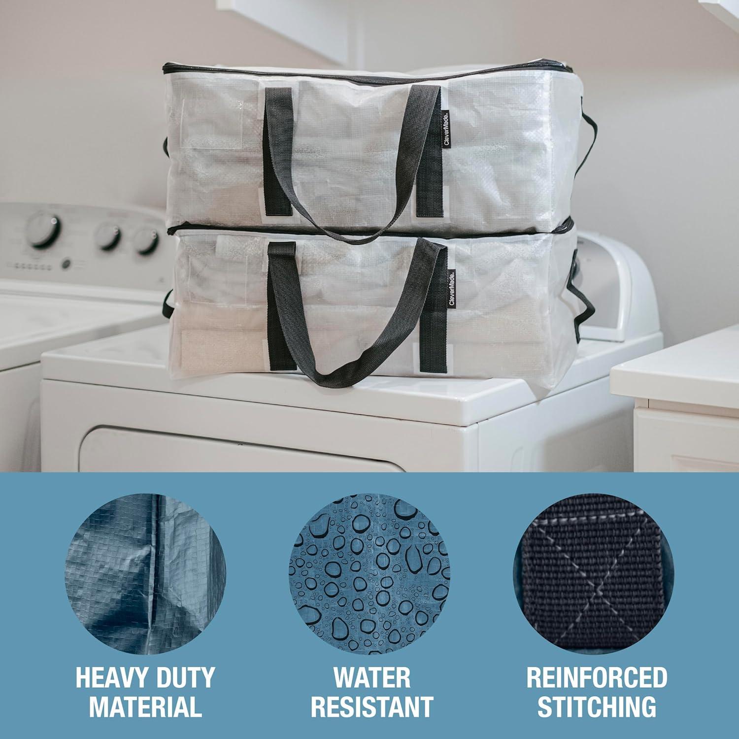 imageCleverMade Under Bed Storage Bag  Collapsible Storage for Shoes and Clothes Easy Use  Heavy Duty Utility Bag HomeClear 42l  Duffle  Pack of 2