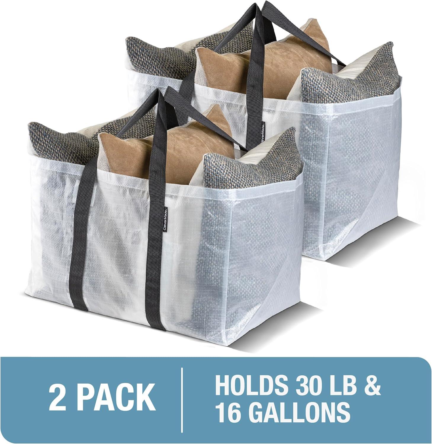 imageCleverMade Under Bed Storage Bag  Collapsible Storage for Shoes and Clothes Easy Use  Heavy Duty Utility Bag HomeClear 76l  Basket  Pack of 2
