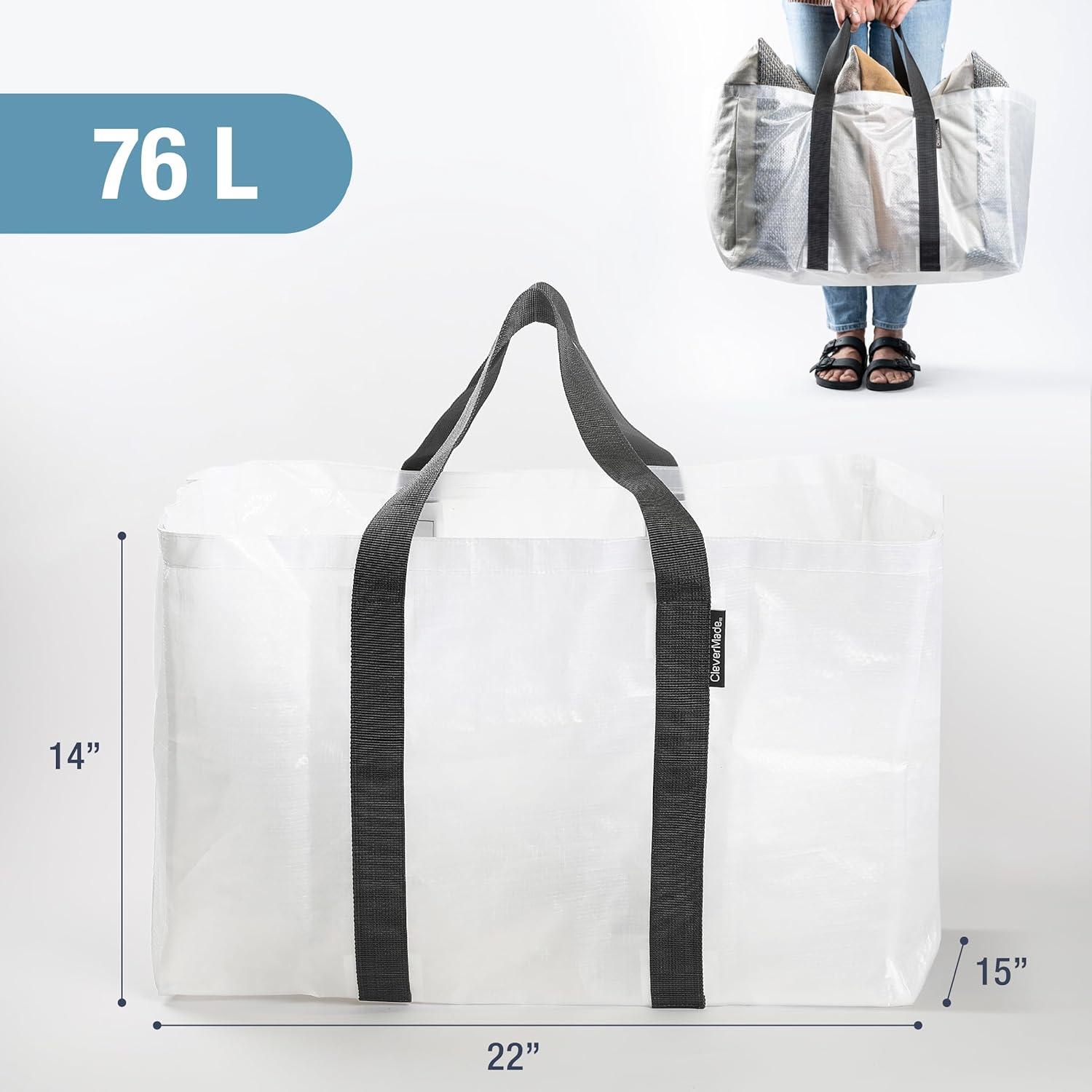 imageCleverMade Under Bed Storage Bag  Collapsible Storage for Shoes and Clothes Easy Use  Heavy Duty Utility Bag HomeClear 76l  Basket  Pack of 2