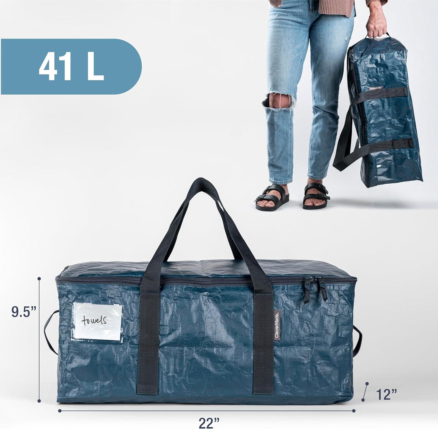 imageCleverMade Under Bed Storage Bag  Collapsible Storage for Shoes and Clothes Easy Use  Heavy Duty Utility Bag HomeOcean 42l  Duffle  Pack of 2