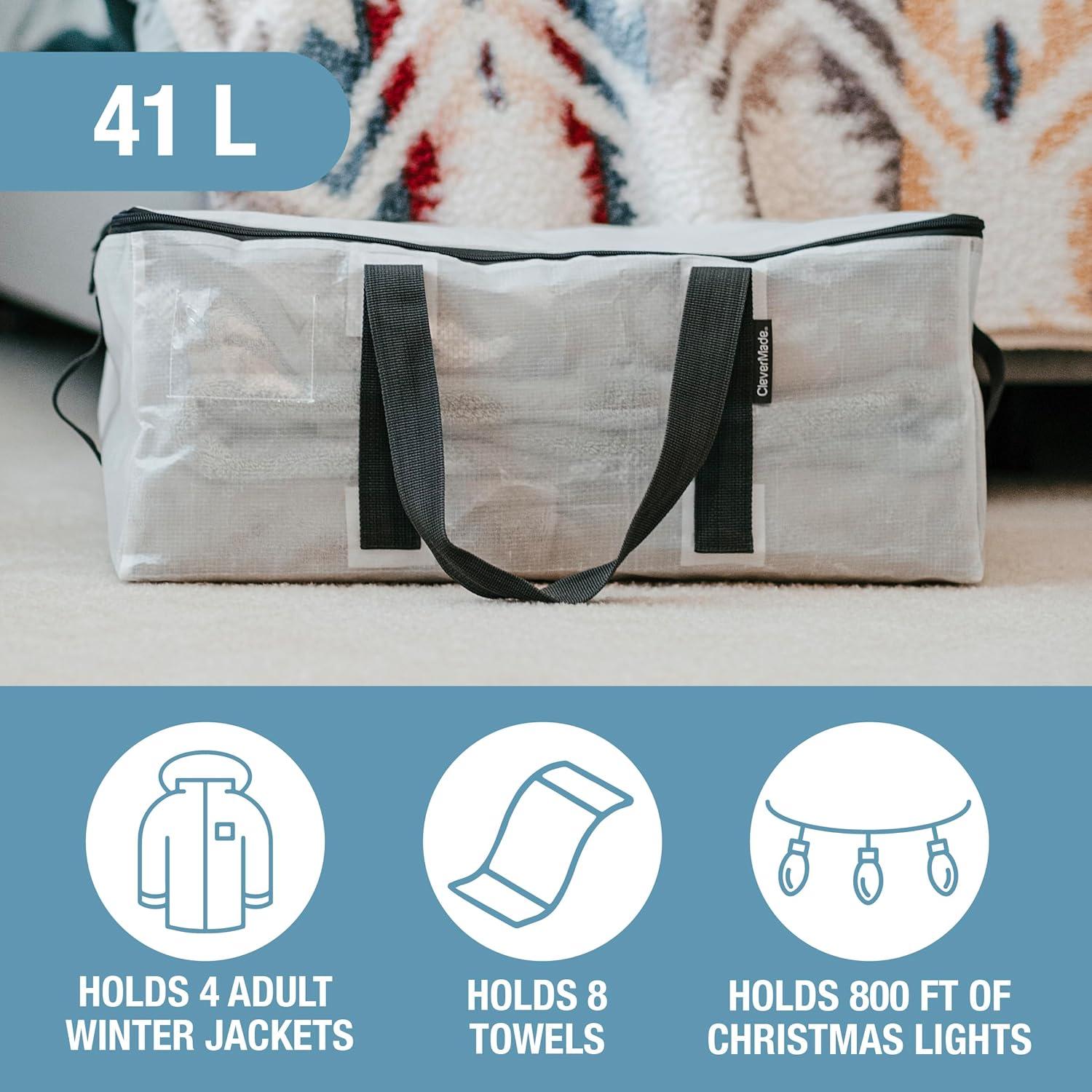 imageCleverMade Under Bed Storage Bag  Collapsible Storage for Shoes and Clothes Easy Use  Heavy Duty Utility Bag HomeOcean 42l  Duffle  Pack of 2