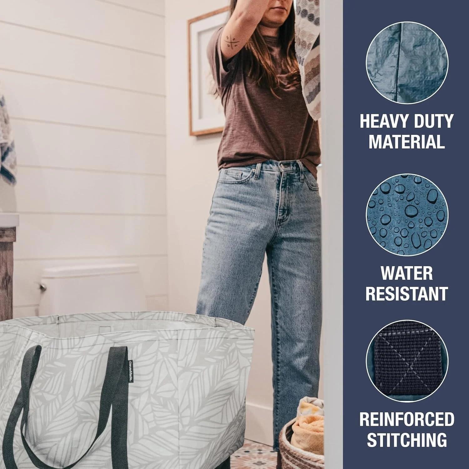 imageCleverMade Under Bed Storage Bag  Collapsible Storage for Shoes and Clothes Easy Use  Heavy Duty Utility Bag HomeOcean 76l  Basket  Pack of 2