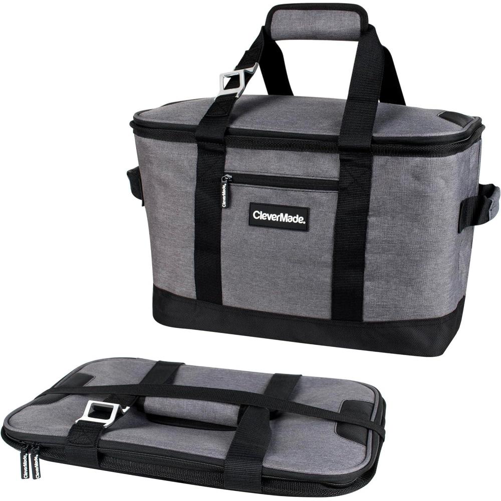 imageCleverMade Collapsible Insulated Cooler Bag  Leakproof Soft Folding Cooler for Beach Travel CarDark Gray  Tahoe Cooler  50 Can