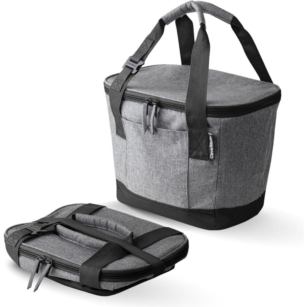 imageCleverMade Collapsible Insulated Cooler Bag  Leakproof Soft Folding Cooler for Beach Travel CarGray  Tahoe Cooler  18 Can