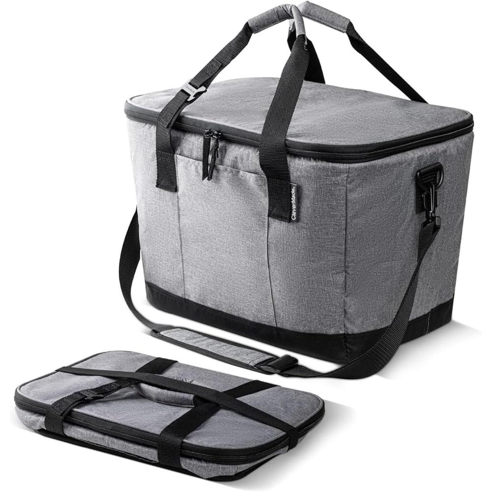 imageCleverMade Collapsible Insulated Cooler Bag  Leakproof Soft Folding Cooler for Beach Travel CarGray  Tahoe Cooler  50 Can