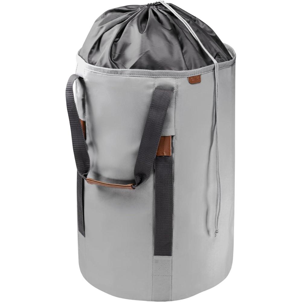 imageCleverMade Laundry Backpack Duffel Bag with Shoulder Straps  62L  16 Gal XL Charcoal Drawstring Top Closure for Travel Clothes Gym College DormStone Gray  Pack of 1