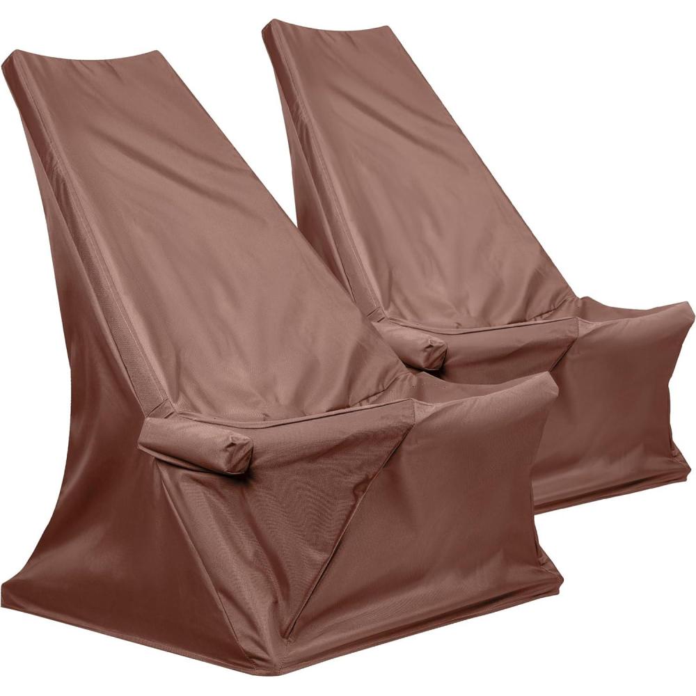 imageCleverMade Tamarack Chair Cover Eco Friendly Outdoor Patio Furniture Cover Great for Folding Wooden Chairs Protects from Elements 2 Pack Mocha