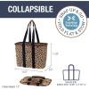 CleverMade Collapsible LUXE Tote – Cheetah 1 Pack 30L / 8 Gal – Reusable Utility Grocery Shopping Storage Bag Organizer w/ Handles Reinforced Bottom