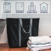 CleverMade Collapsible Laundry Caddy -LUXE Cream Herringbone 2Pack 64L -Foldable Storage Organization Container Clothes Laundry Room Storage Solution(Black/Gray – Pack of 2)