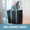 CleverMade Collapsible Laundry Caddy -LUXE Cream Herringbone 2Pack 64L -Foldable Storage Organization Container Clothes Laundry Room Storage Solution(Blue/Gray – Pack of 2)