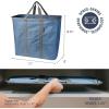CleverMade Collapsible Laundry Caddy -LUXE Cream Herringbone 2Pack 64L -Foldable Storage Organization Container Clothes Laundry Room Storage Solution(Blue/Gray – Pack of 2)