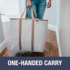 CleverMade Collapsible Laundry Caddy -LUXE Cream Herringbone 2Pack 64L -Foldable Storage Organization Container Clothes Laundry Room Storage Solution(Brown (LUXE) – Pack of 2)