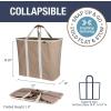 CleverMade Collapsible Laundry Caddy -LUXE Cream Herringbone 2Pack 64L -Foldable Storage Organization Container Clothes Laundry Room Storage Solution(Brown (LUXE) – Pack of 2)
