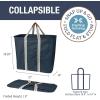 CleverMade Collapsible Laundry Caddy -LUXE Cream Herringbone 2Pack 64L -Foldable Storage Organization Container Clothes Laundry Room Storage Solution(Dark Blue (LUXE) – Pack of 2)